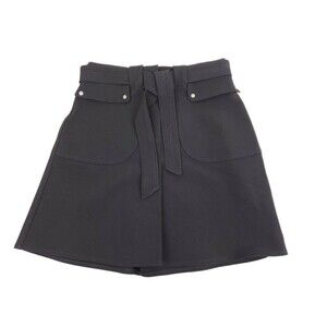 Maje Jelsi Pocket-detail Crepe Black Mini Skirt with Tie Belt Size 1 $225